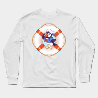 Puffin Sailor (Background) Long Sleeve T-Shirt